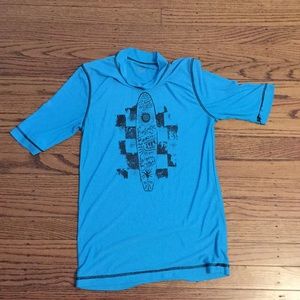 Blue surf board swim shirt